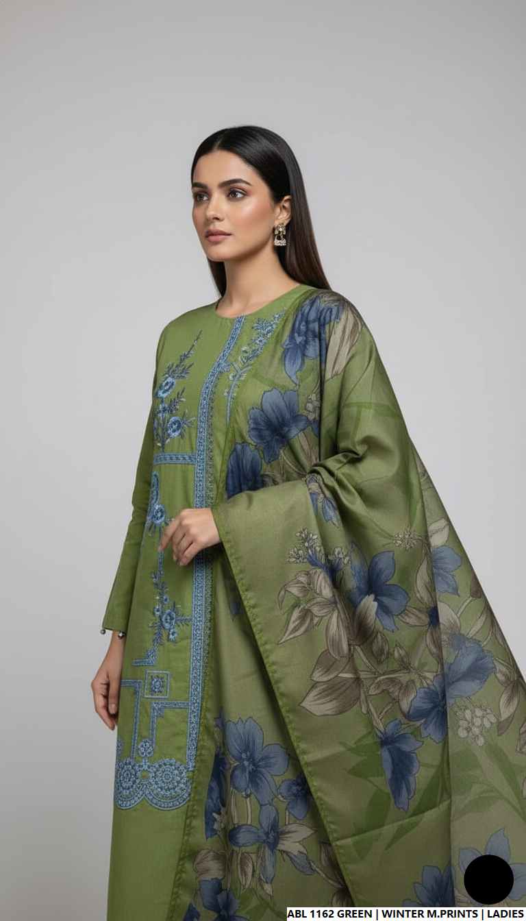 Pakistani women's printed lawn casual outfit detail view