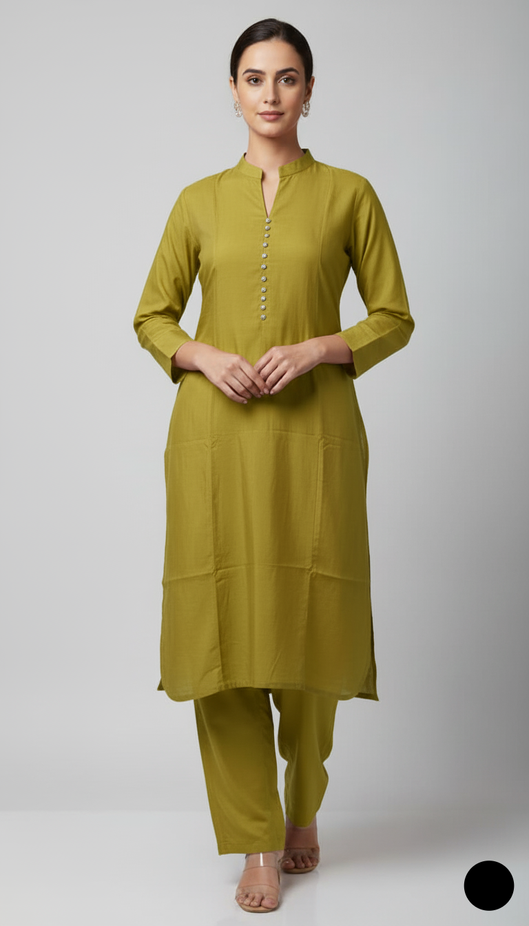 Khaddar 2-piece mustard yellow - Pakistani women's casual winter outfit with khaddar trouser and shawl front view