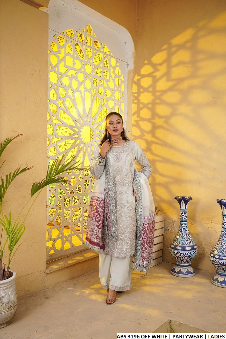 ABS 3196 Pakistani women's chiffon straight shirt plazo back view