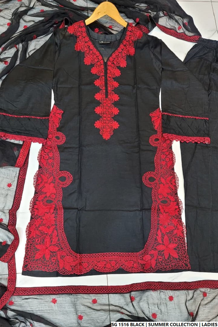 Pakistani women's black lawn A-Line casual shirt full view