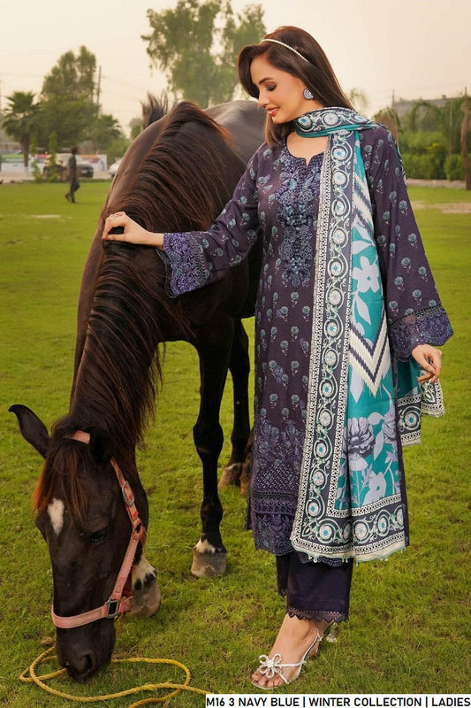 Navy blue lawn Pakistani women's A-Line casual shirt side view