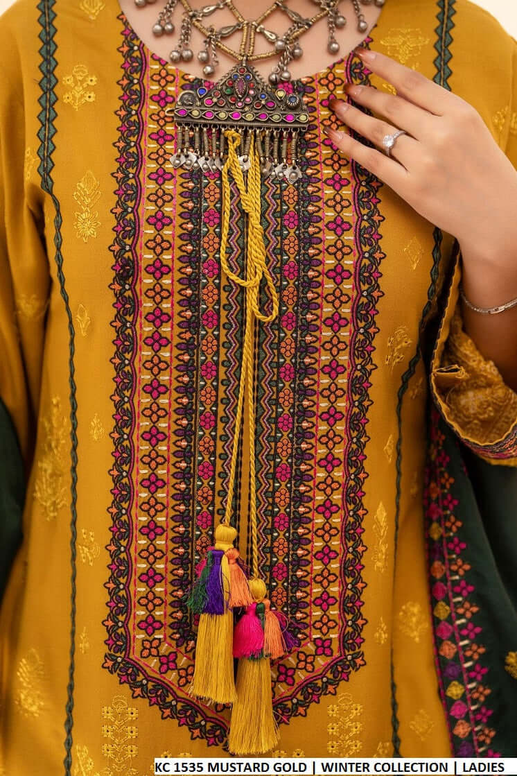 Pakistani women's mustard gold silk short shirt back view