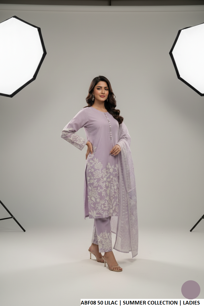 Pakistani women's lilac cotton straight shirt plazo back view