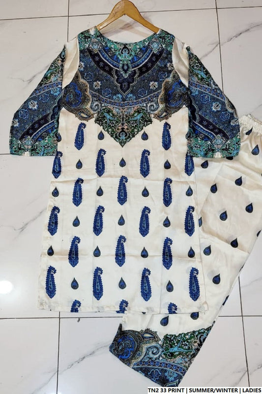 Pakistani women's lawn 2-piece printed casual suit side view