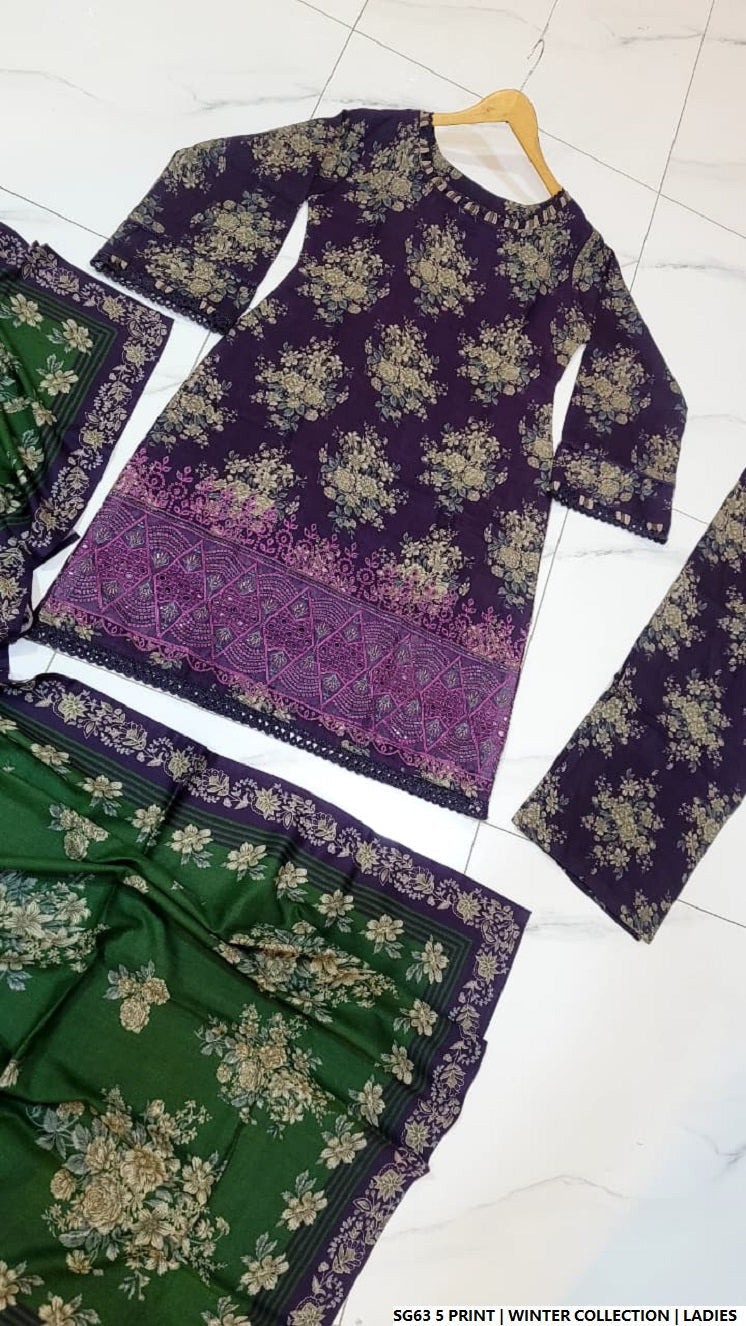 Pakistani women's lawn A-Line printed casual outfit back view