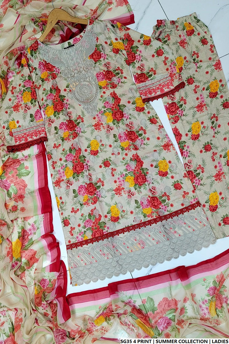 Pakistani women's lawn A-Line printed casual shirt side view