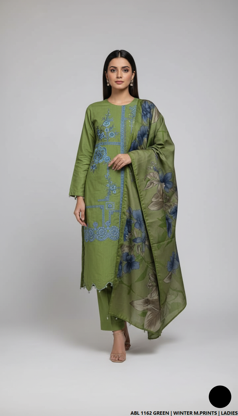 Pakistani women's printed lawn straight casual shirt side view