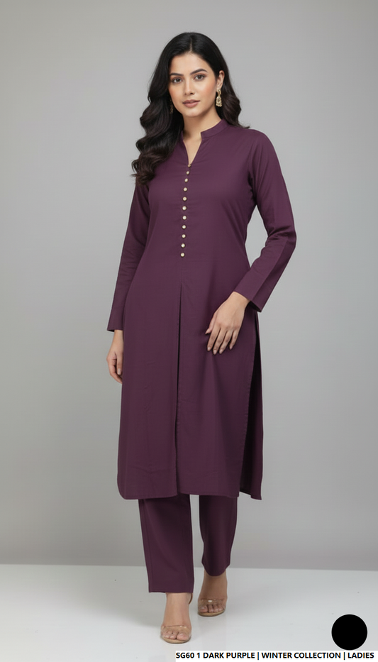 Dark purple lawn Pakistani women's 2-piece casual summer suit side view