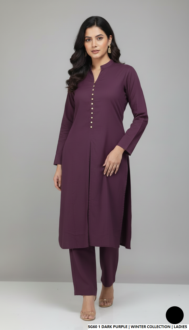 Dark purple lawn Pakistani women's 2-piece casual summer suit side view