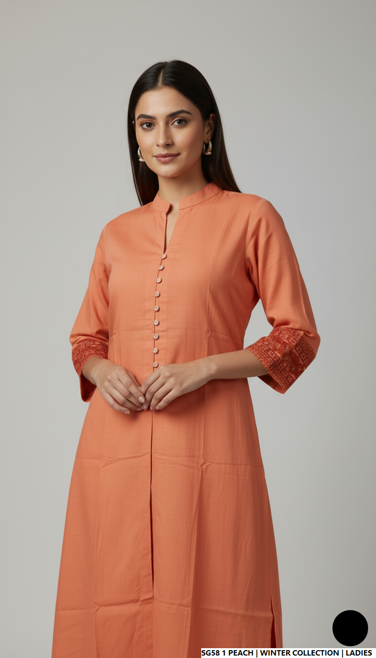 Peach lawn Pakistani women's 2-piece casual summer suit side view