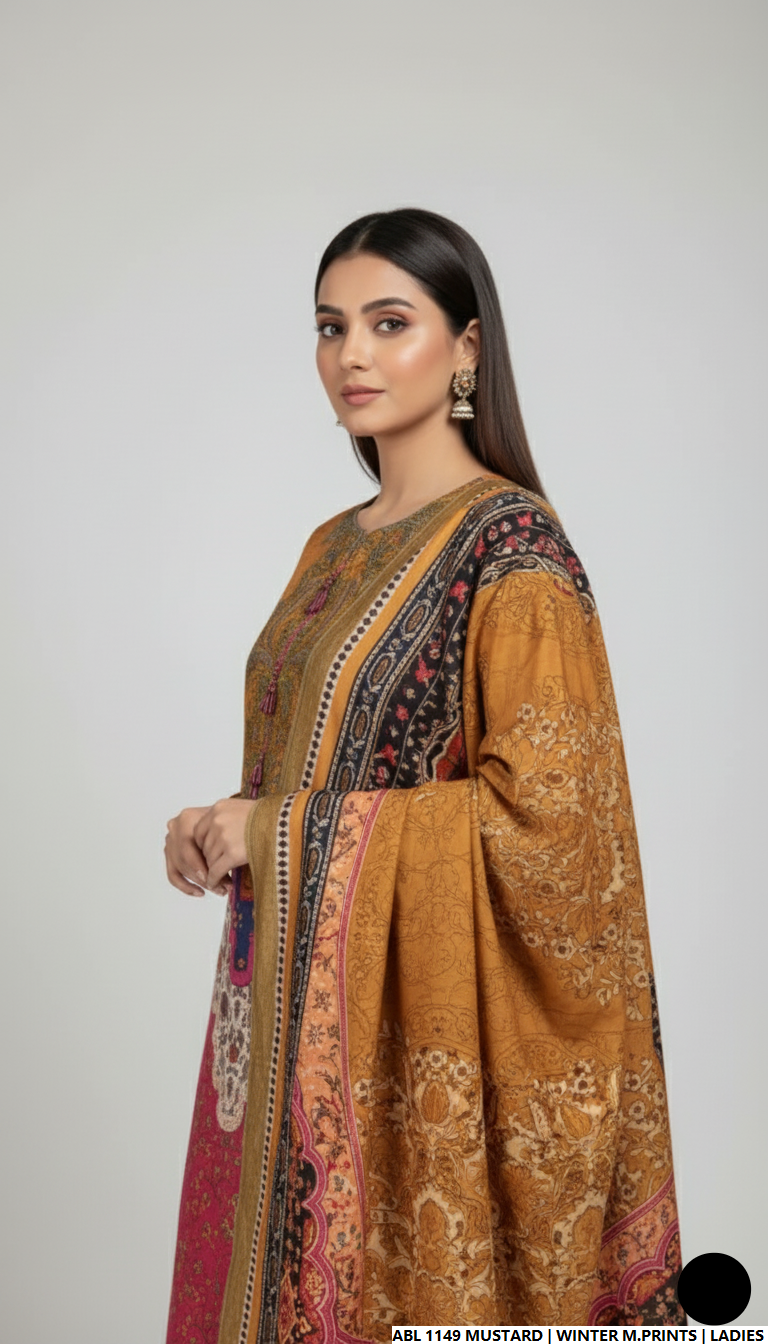 Pakistani women's printed lawn casual outfit detail view