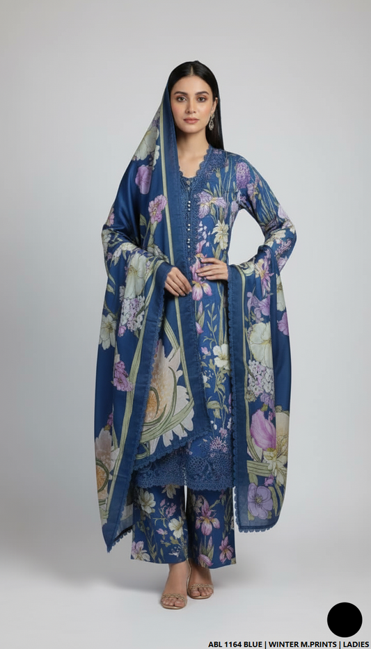 Pakistani women's printed lawn straight casual shirt side view