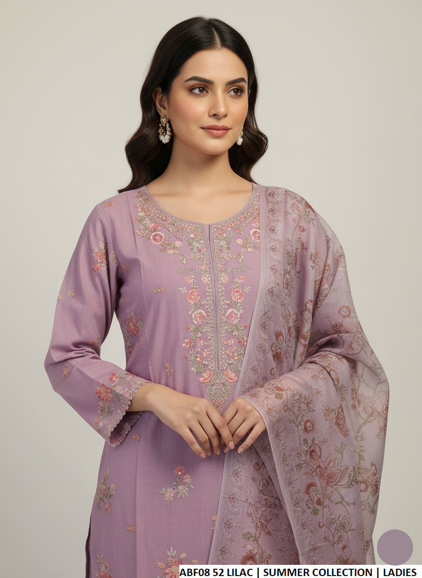 Pakistani women's lilac cotton straight shirt farshi shalwar back view