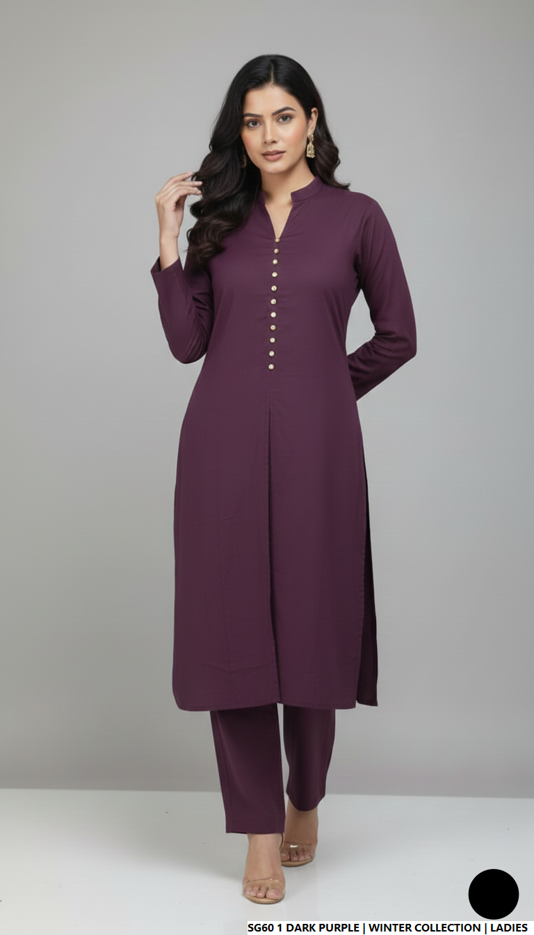 Lawn 2-piece dark purple - Pakistani women's casual summer outfit with cotton trouser and lawn dupatta front view