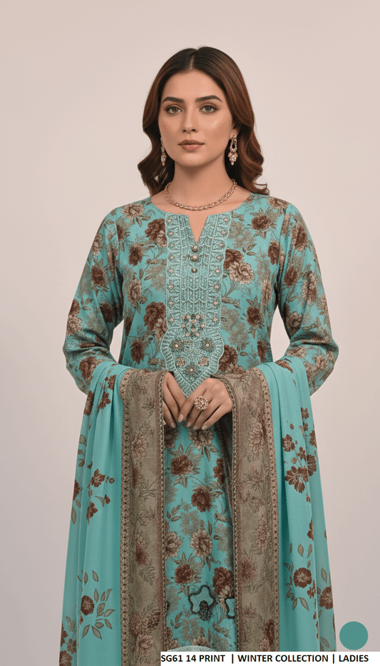 Pakistani women's lawn A-Line printed casual shirt side view