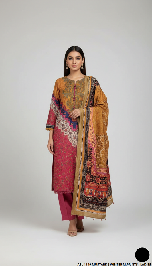 Pakistani women's printed lawn straight casual shirt side view