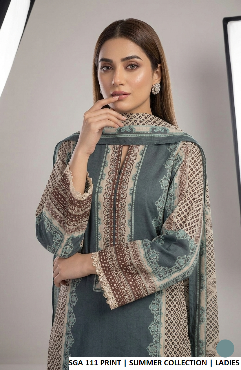 Pakistani women's lawn A-Line printed casual shirt side view