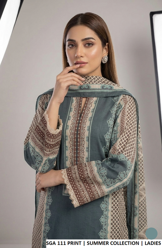 Pakistani women's lawn A-Line printed casual shirt side view