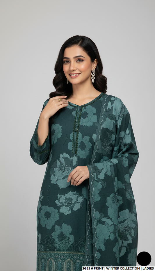 Pakistani women's lawn A-Line printed casual shirt side view