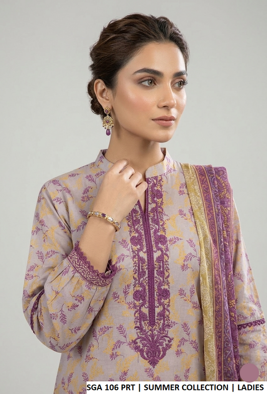 Pakistani women's lawn A-Line printed casual shirt side view