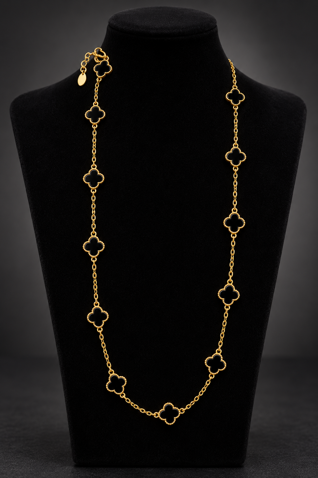 JW10 – Black Clover Gold-Tone Necklace