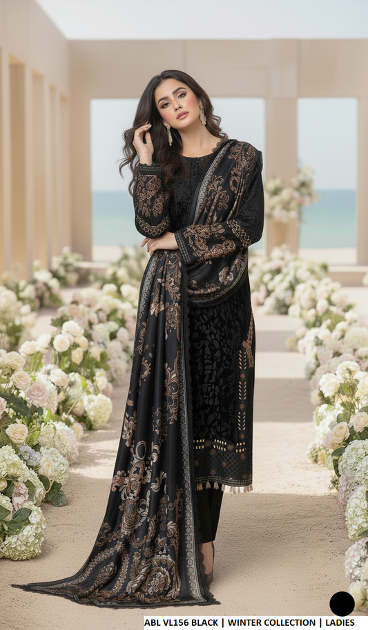 Black velvet Pakistani women's straight shirt side view