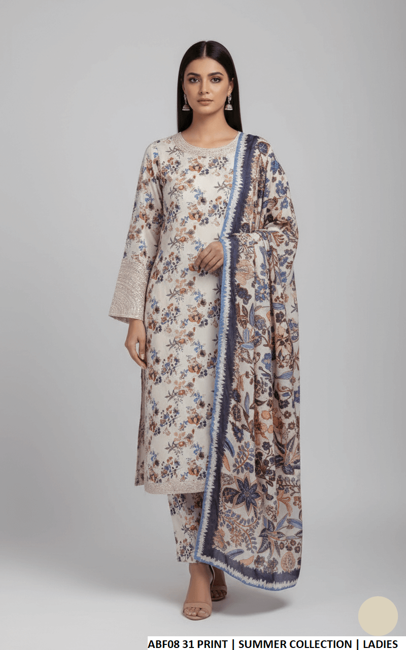 Lawn straight printed shirt - Pakistani women's casual summer outfit with digital print dupatta front view