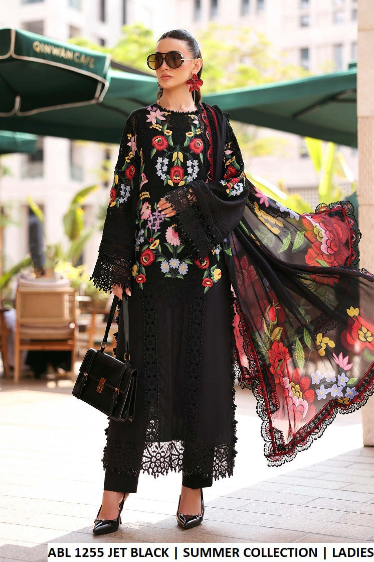 Pakistani women's jet black cotton straight shirt detail view