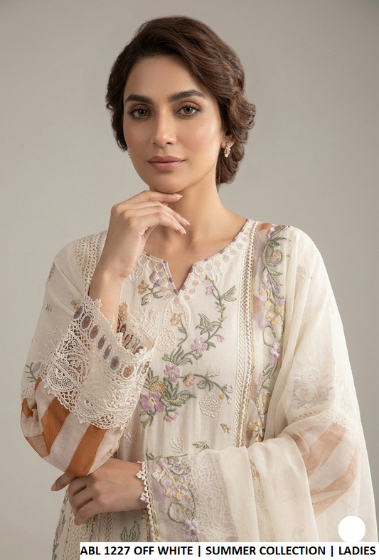 Off white cotton Pakistani women's A-Line shirt with plazo side view