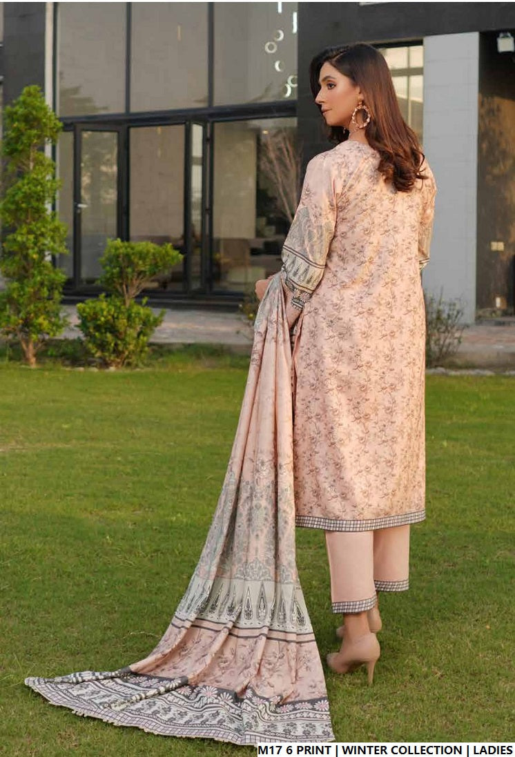 Pakistani women's lawn A-Line printed casual outfit back view