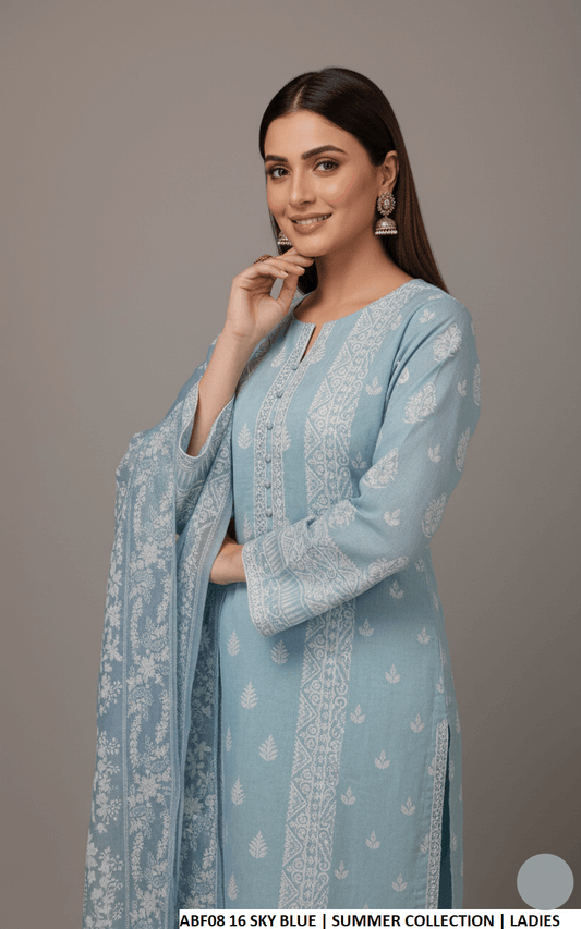 Pakistani women's cotton straight printed casual shirt side view