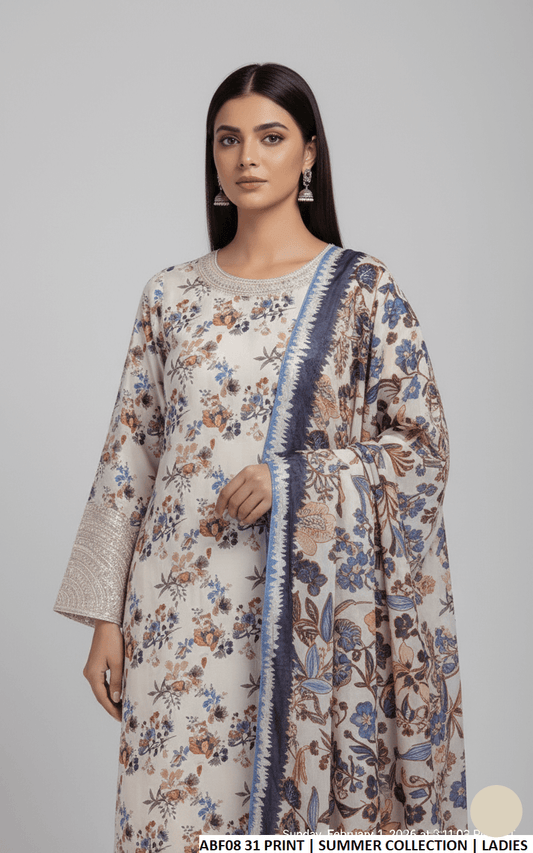 Pakistani women's lawn straight printed casual shirt side view