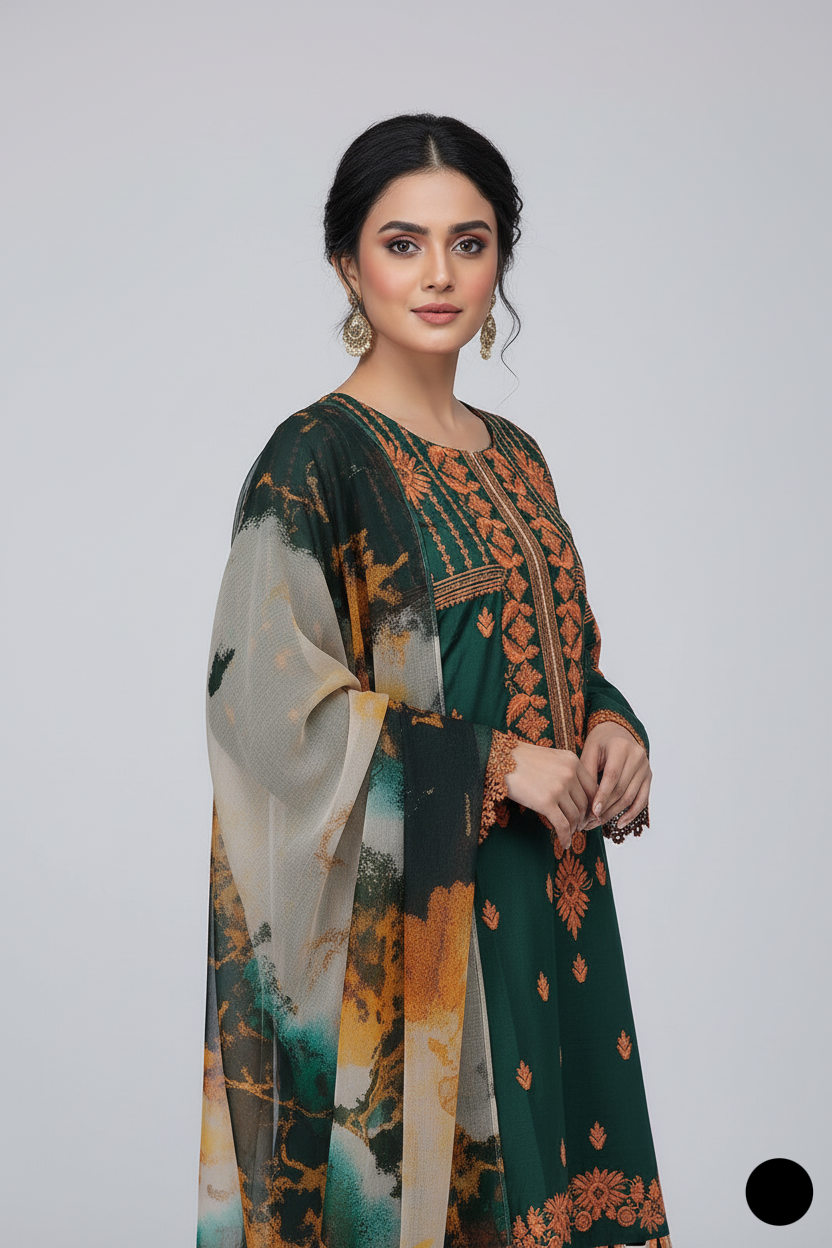 SG 1500 BOTTLE GREEN| FARSHI SHALWAR