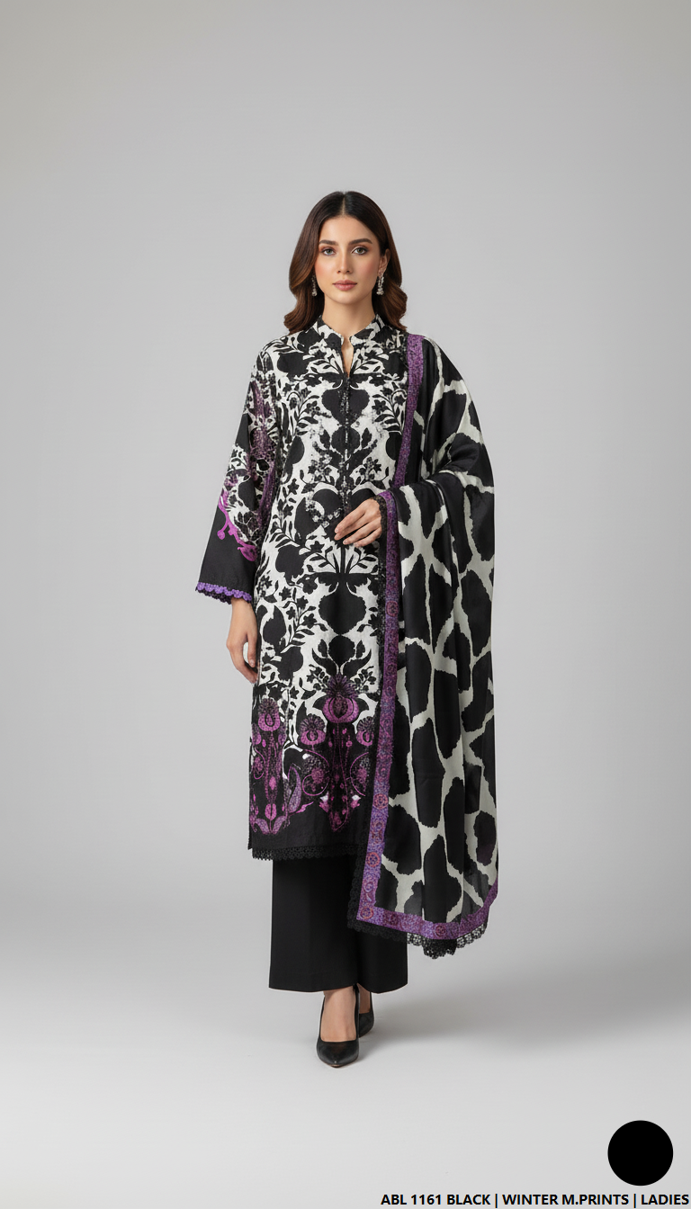 Pakistani women's printed lawn straight casual shirt side view