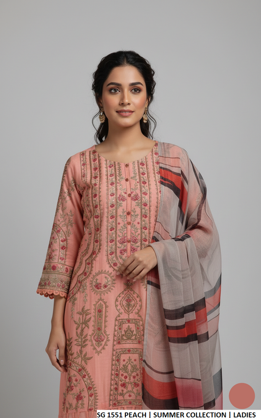 Peach cotton Pakistani women's A-Line casual shirt side view