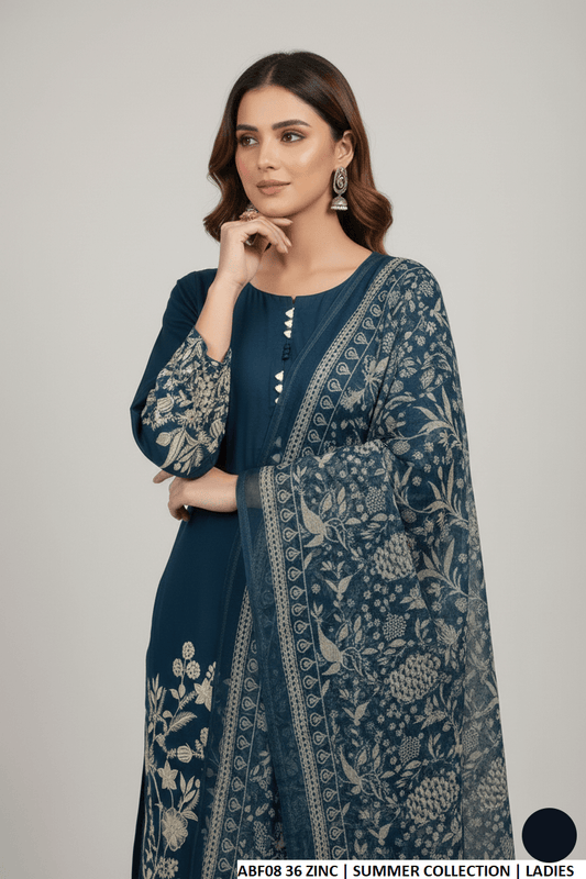 Zinc grey lawn Pakistani women's straight shirt with plazo side view