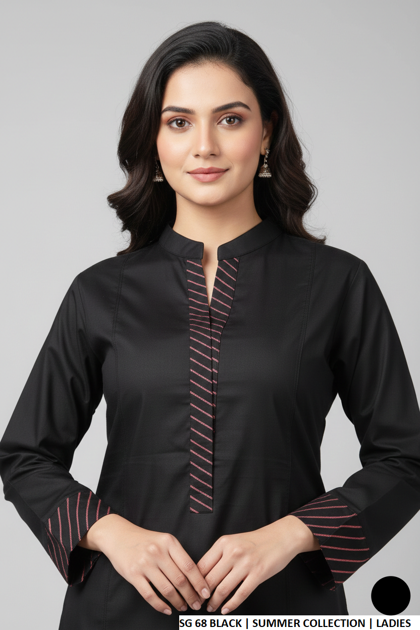 Tea pink cotton Pakistani women's casual straight shirt side view
