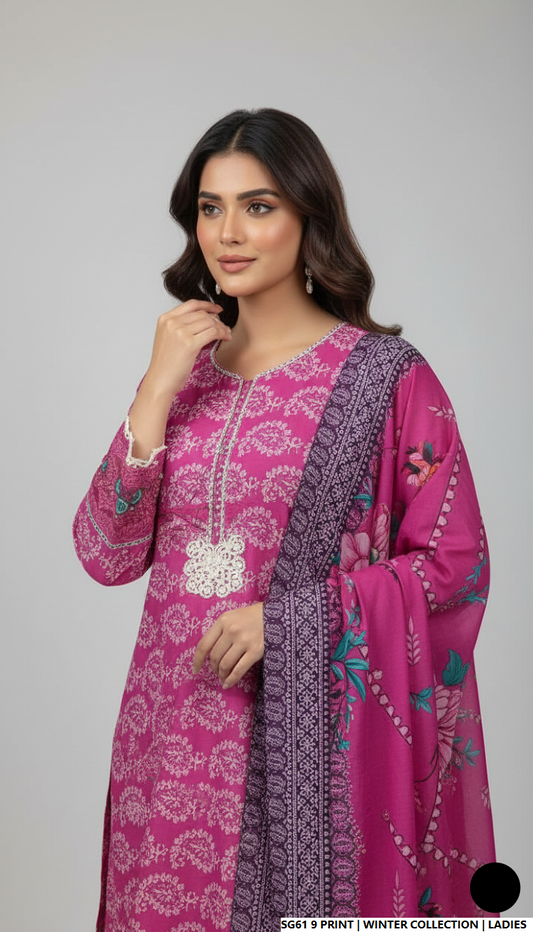 Pakistani women's lawn A-Line printed casual shirt side view