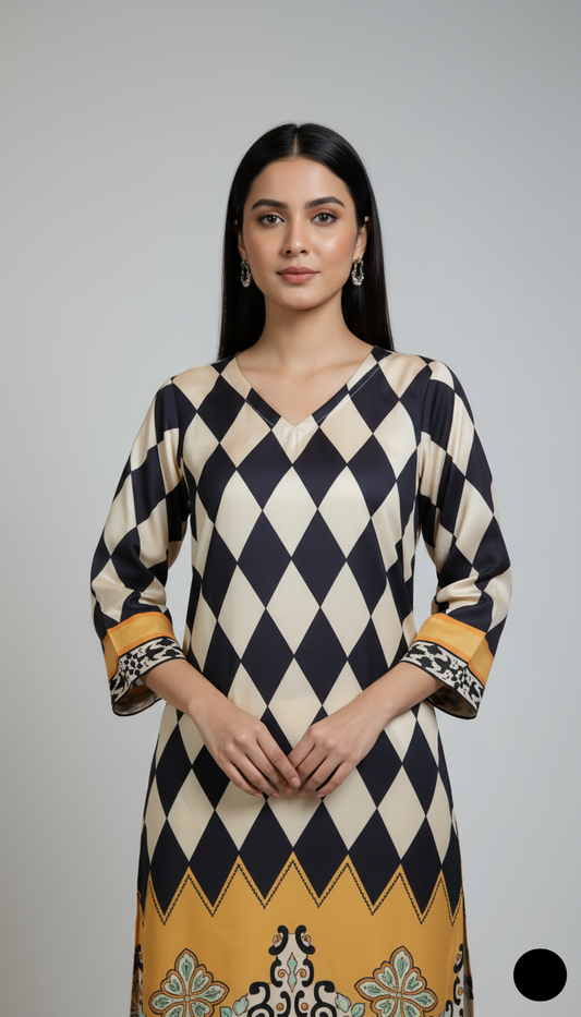 Pakistani women's lawn 2-piece printed casual suit side view