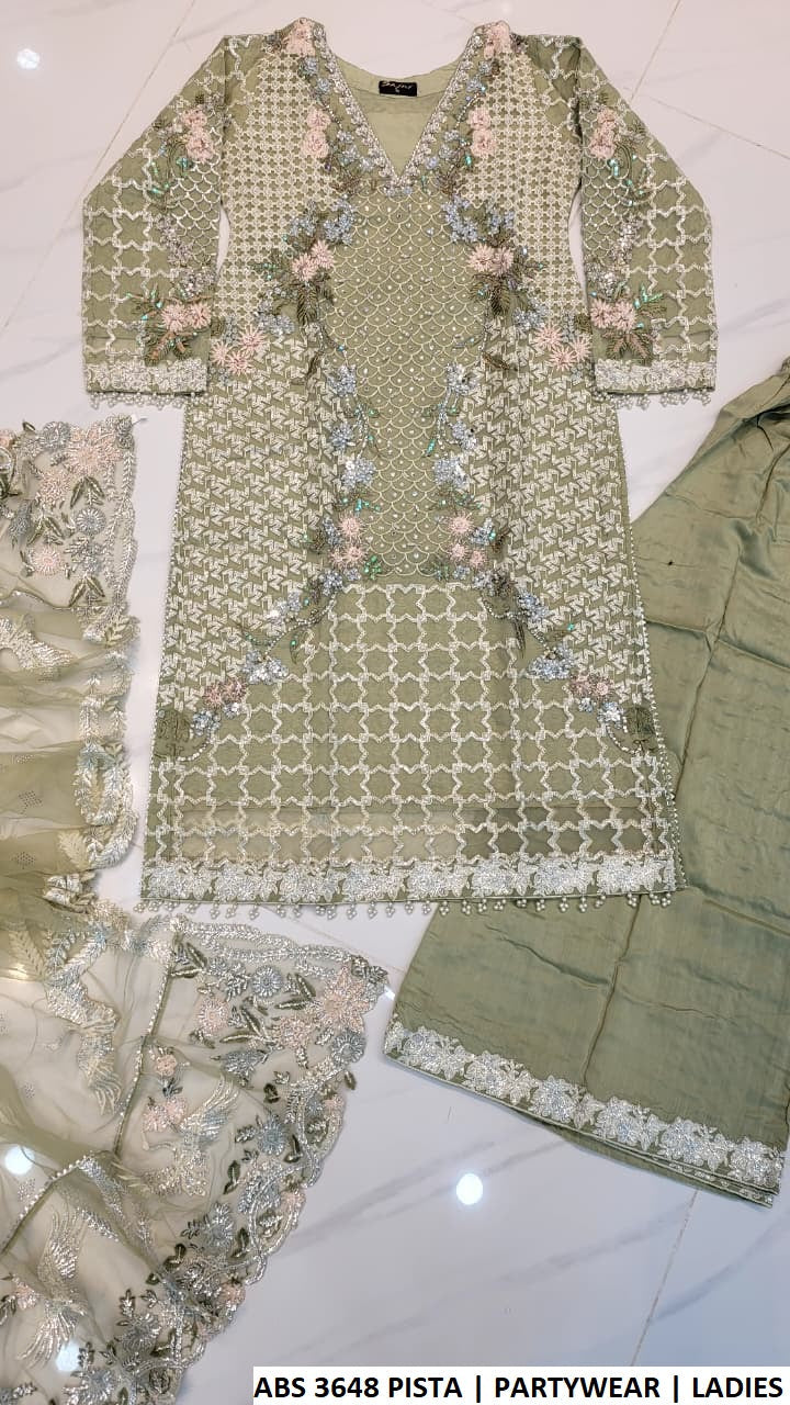 ABS 3648 PISTA - Pista Organza Straight 3-Piece Women's Pakistani Suit
