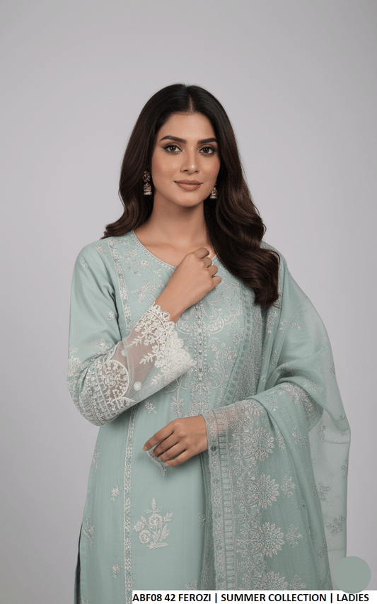 Ferozi cotton Pakistani women's straight shirt with plazo side view
