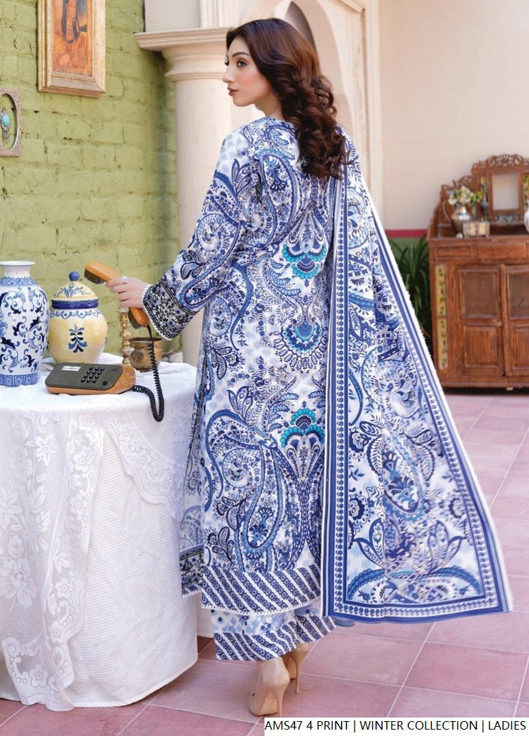 Pakistani women's lawn A-Line printed casual outfit back view