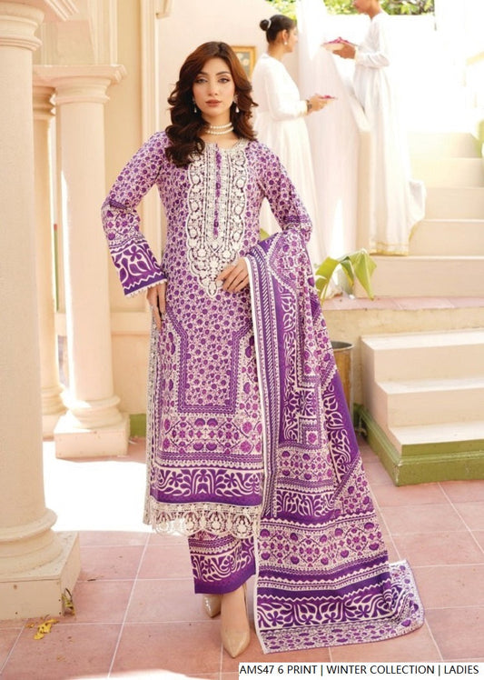 Lawn A-Line printed shirt - Pakistani women's casual summer outfit with cotton trouser and lawn dupatta front view