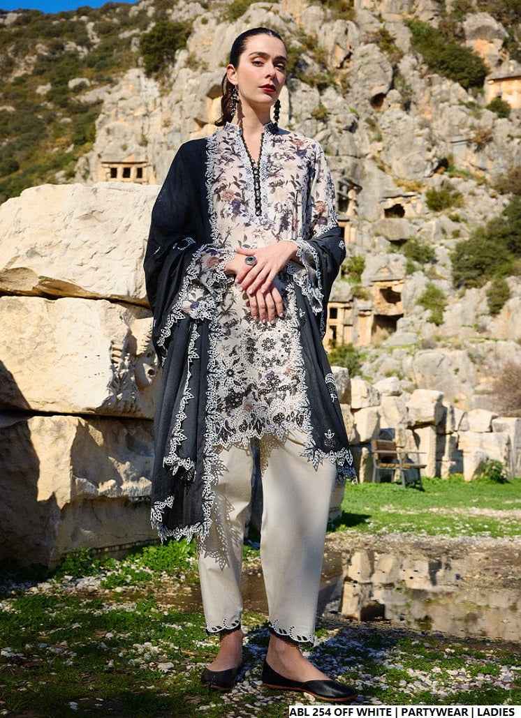 Chiffon A-Line printed shirt - Pakistani women's casual party wear with viscose trouser and chiffon dupatta front view