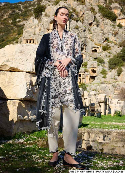 Chiffon A-Line printed shirt - Pakistani women's casual party wear with viscose trouser and chiffon dupatta front view