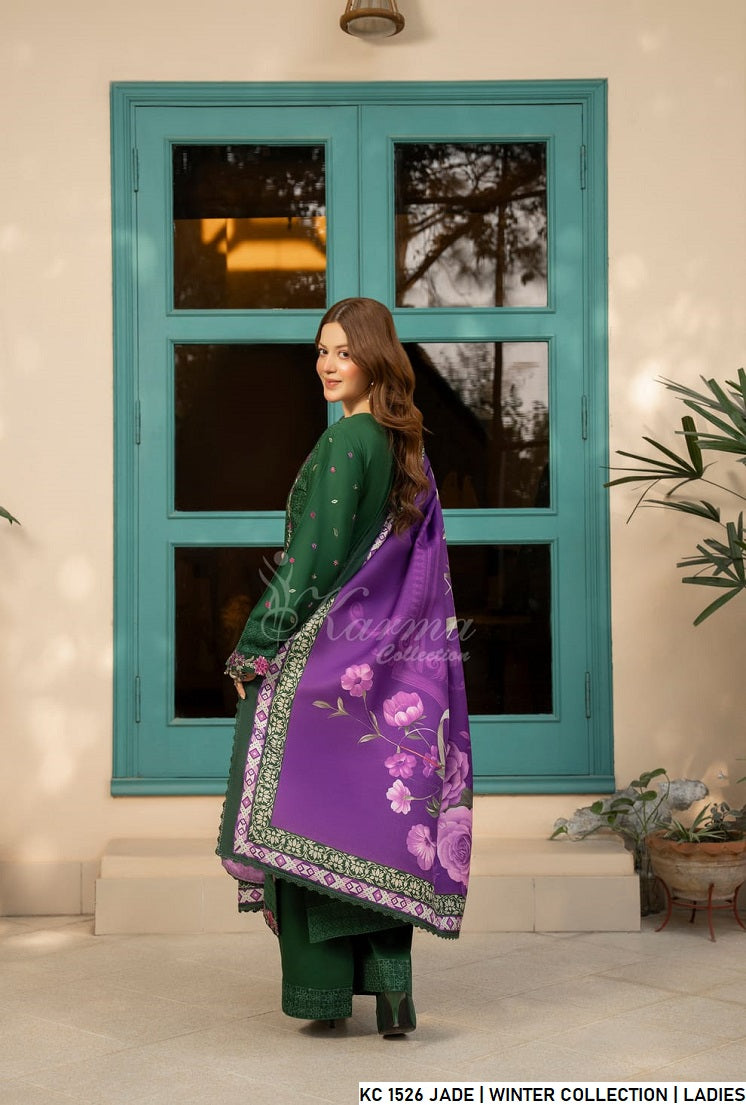 Jade green silk Pakistani women's short shirt side view