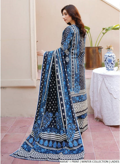 Pakistani women's lawn A-Line printed casual outfit back view