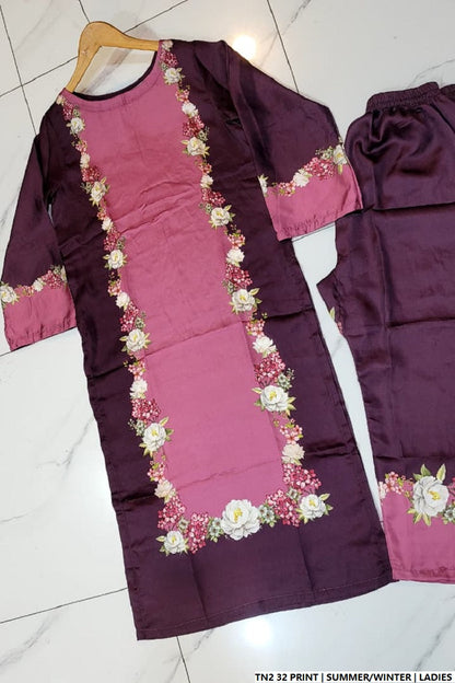 Pakistani women's lawn 2-piece printed casual suit detail view