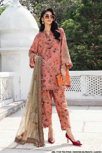 Printed lawn straight shirt - Pakistani women's casual summer outfit with lawn trouser and digital print dupatta front view