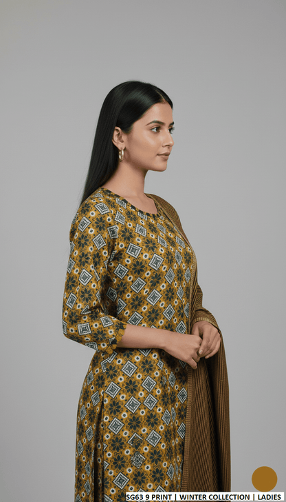 Pakistani women's lawn A-Line printed casual shirt side view